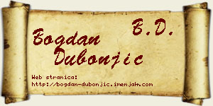 Bogdan Dubonjić vizit kartica
